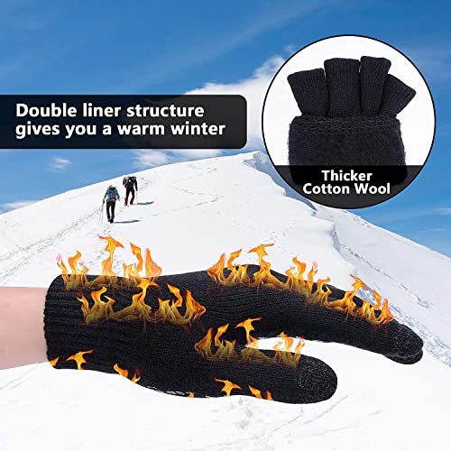 Sholov Guantes Touch Screen para Mujer/ Hombre, Guantes abrigadores para el hogar, Guantes Termicos para el Clima frío al Aire Libre, Conducir Antiviento Regalo Ideal (Negro 3)