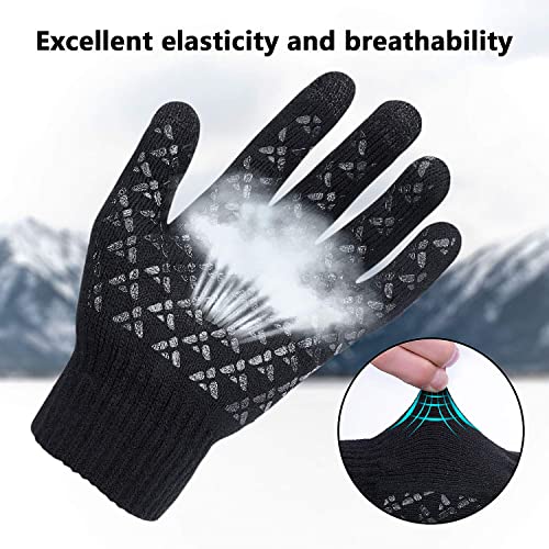 Sholov Guantes Touch Screen para Mujer/ Hombre, Guantes abrigadores para el hogar, Guantes Termicos para el Clima frío al Aire Libre, Conducir Antiviento Regalo Ideal (Negro 3)