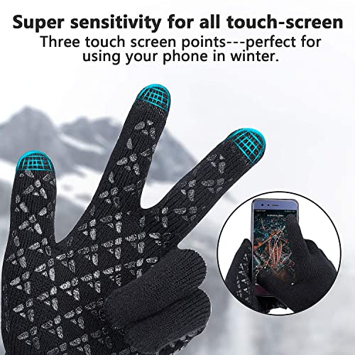 Sholov Guantes Touch Screen para Mujer/ Hombre, Guantes abrigadores para el hogar, Guantes Termicos para el Clima frío al Aire Libre, Conducir Antiviento Regalo Ideal (Negro 3)