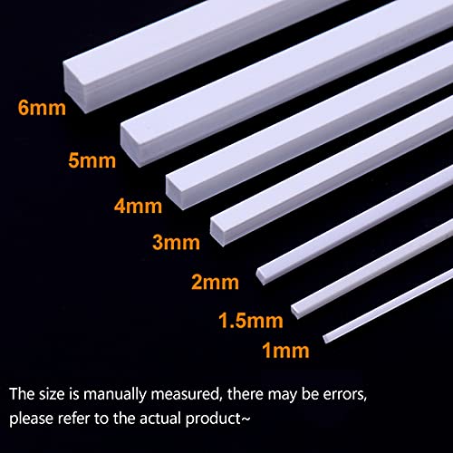 SHOUCAN 5 Piezas ABS Barra Cuadrada Sólida Barra De Plástico Blanco Longitud 500 mm Adecuada para Modelo Arquitectónico, Longitud Lateral 1,5-5 mm,4×4×500mm (5pcs)
