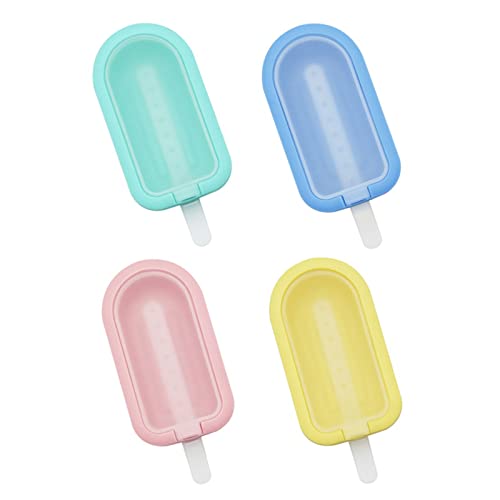 SHUBEIEUMI Juego de 4 Moldes de Silicona para Helados, Molde Helado Silicona con Asas, Moldes Paletas Chocolate, para Niños, Adultos, Postre, Chocolate, Bricolaje, Surtido Multicolor