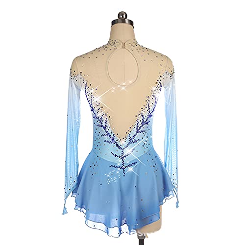 SHUKOES Vestido De Patinaje para Niñas Y Mujeres, Traje De Gimnasia con Falda De Patinaje sobre Hielo, Vestido De Diamantes De Imitación De Alta Elasticidad Transpirable Suave Y Personalizado,3XS