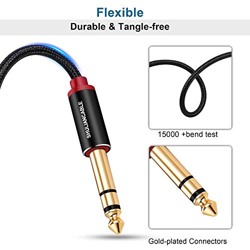 SHULIANCABLE Profesional Cable para Guitarra, Cable Audio Jack 6.35mm 1/4 TS,para Instrumento, Guitarra Eléctrica, Amplificador, Bajo,teclados (2M)