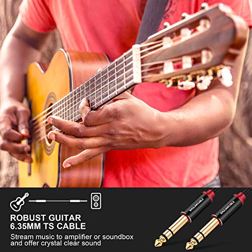 SHULIANCABLE Profesional Cable para Guitarra, Cable Audio Jack 6.35mm 1/4 TS,para Instrumento, Guitarra Eléctrica, Amplificador, Bajo,teclados (2M)