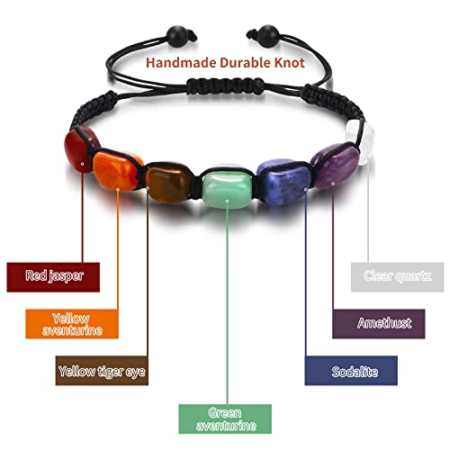 Sibba 7 Chakra Yoga Pulsera Reiki Healing Crystals Piedras Pulsera Piedras preciosas naturales hechas a mano Joyas de cuarzo para Equilibrio Relajación Meditación Ansiedad Alivio calmante decoración