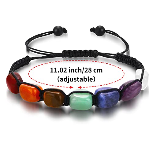 Sibba 7 Chakra Yoga Pulsera Reiki Healing Crystals Piedras Pulsera Piedras preciosas naturales hechas a mano Joyas de cuarzo para Equilibrio Relajación Meditación Ansiedad Alivio calmante decoración