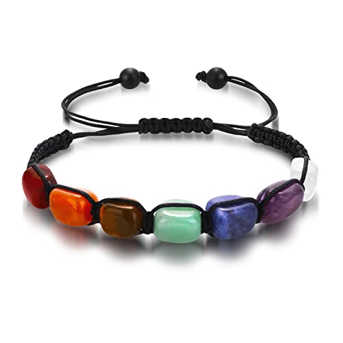 Sibba 7 Chakra Yoga Pulsera Reiki Healing Crystals Piedras Pulsera Piedras preciosas naturales hechas a mano Joyas de cuarzo para Equilibrio Relajación Meditación Ansiedad Alivio calmante decoración