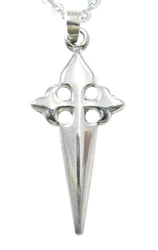 Sicuore Colgante Cruz de Santiago - Elaborado en Plata de Ley 925 - Diseño Sencillo y Clásico con Cruz de 21 x 15 mm - Cadena de 45 cm con Cierre de Reasa - Incluye Estuche