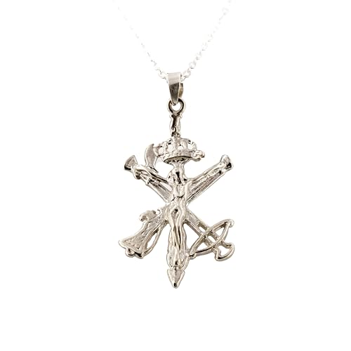 Sicuore - Colgante Cruz del Cristo de Mena - Elaborado en Plata de Ley 925 - Diseño Sencillo y Clásico con Figura de 31x18 mm - Cadena de 45 cm con Cierre de Reasa - Incluye Estuche