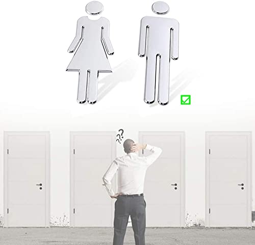 Signo Placa de Puerta WC, Baño Señal, Señales WC, Cartel baño Mujer Hombre Carteles para Aseo Pegatinas WC Señalización Aseos para Cafetería Restaurante Centro Comercial Hote