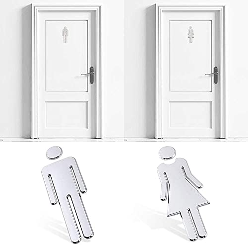 Signo Placa de Puerta WC, Baño Señal, Señales WC, Cartel baño Mujer Hombre Carteles para Aseo Pegatinas WC Señalización Aseos para Cafetería Restaurante Centro Comercial Hote