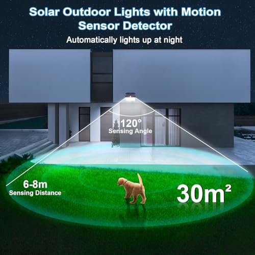 SIGRILL Luz Solar Exterior, 150LED Luces Solares Con Sensor De Movimiento, 6 Paquete Focos Solares Exterior con 3 Modos, IP65 Impermeable Lamparas Exterior para Jardín, Garaje, Calle, Patio, Caminos