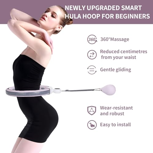 Silencomfort Smart Hula Hoop, Silencio, con Contador y Peso Pelota, Abdominal Fitness Perder Peso, con 16 Desmontable Secciones, Masaje Hoola Hoop, para Adultos, Principiantes