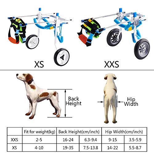 Silla de Ruedas Ajustable para Perros Coche de Entrenamiento de rehabilitación de Mascotas para Gatos y Cachorros Patas traseras Ayuda de rehabilitación Scooter para Perros