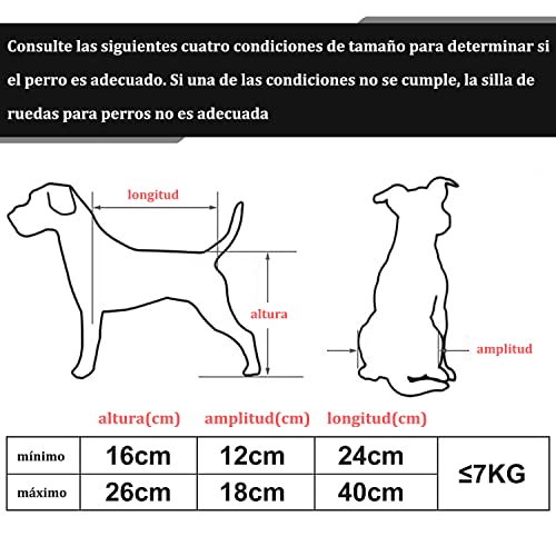 Silla de Ruedas para Perros, Silla de Ruedas para Perros Ajustable Ligera para Perros discapacitados Las Patas Traseras Ayudan a Volver a Caminar (XS)