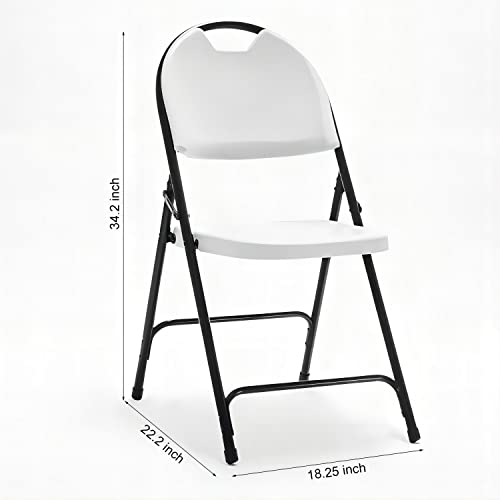 Silla Plegable de plástico con Capacidad de Peso de 160kg, Silla apilable para Eventos, Silla Plegable Ligera, Paquete de 4, Color Blanco