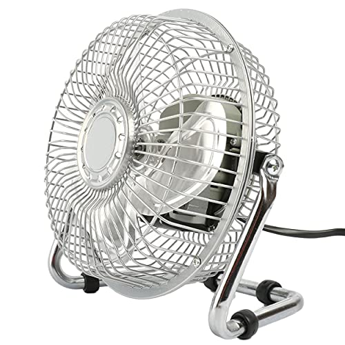 Silvan Ventilador Mesa Sobremesa y Suelo 6" 15cm para Escritorio de Ordenador Pc Portatil Tamaño Compacto 20W 220V Soporte Y ASPAS DE Metal 2 velocidades Ajustable - Alta Velocidad de Aire