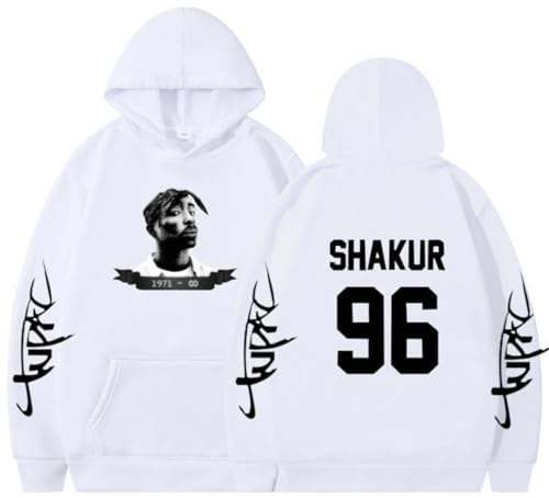 Silver Basic Hip Hop Rapper Sudadera con Capucha para Hombre R.I.P Rapper Ropa Hip Hop Jumper Y2K Ropa Sudadera de Navidad S,Blanco-2