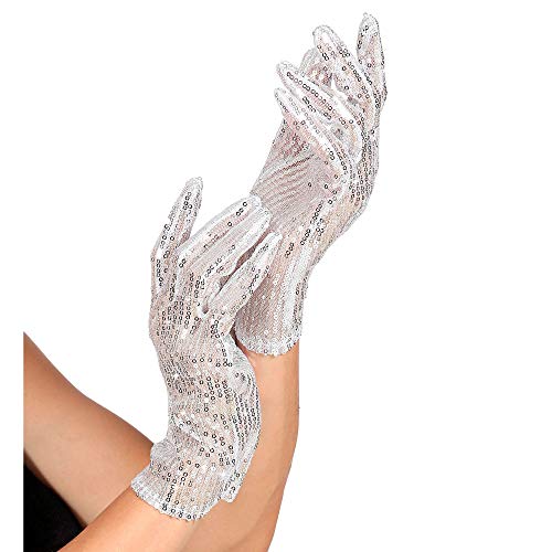 "SILVER SEQUIN GLOVES" - (One Size Fits Most Adult)