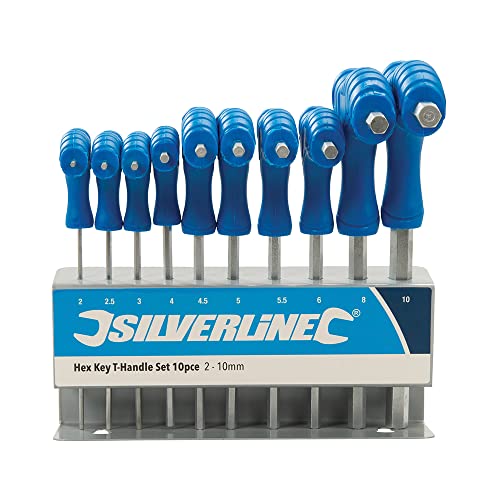 Silverline Tools 323710 Llaves hexagonales con mango en T, 10 pzas 2 - 10 mm