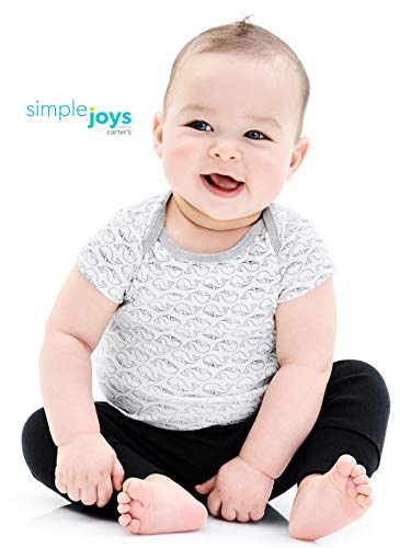 Simple Joys by Carter's 4-Pack Neutral Pant Pantalones, Blanco/Gris/Negro Plátanos, 0-3 Meses (Pack de 4) Unisex-Baby