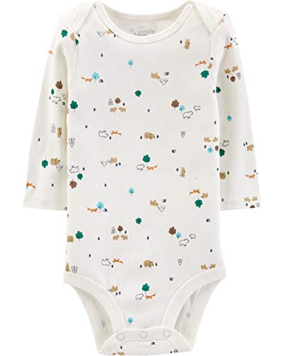 Simple Joys by Carter's Long-Sleeve Bodysuit Pack of 5 Body, Animales del Bosque/Oso/Rayas, 24 Meses (Pack de 5) Unisex bebé