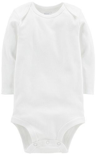 Simple Joys by Carter's Side-Snap Long-Sleeve Shirt Body, Blanco, 3-6 Meses (Pack de 7) Unisex bebé