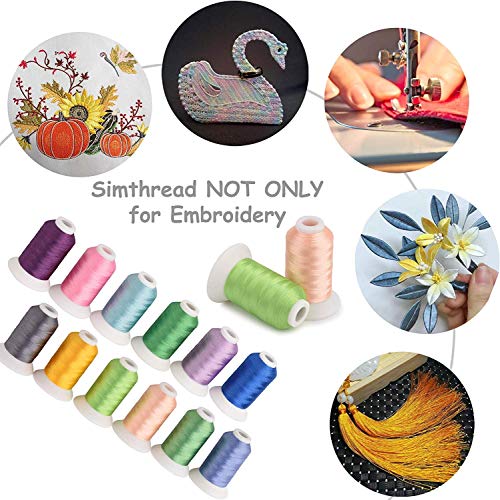 Simthread Kit de hilo para máquina de bordar de poliéster de 63 colores Brother, Babylock, Janome, Singer Pfaff, Husqvarna Bernina, máquinas de bordado y coser 550Y