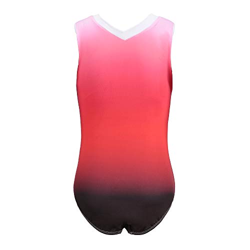 Sinoem Leotardos Gimnásticos para Niñas Manga Larga Maillot de Gimnasia Colorido Gimnasia Leotard para Niñas 5-12Años (5-6 Años, Rojo-Manga Corta)