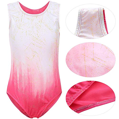 Sinoem Maillot de Gimnasia Leotardos Danza Ballet de sin Mangas 2-10 Años para Niña (Rosa - Manga Corta, 3-4 Años)