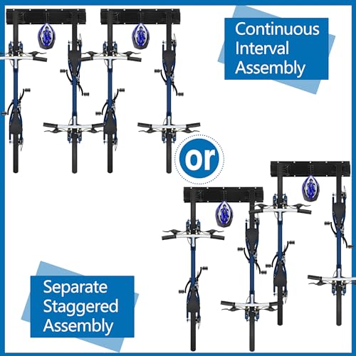 Sinoer bicicleta almacenamiento estante de pared, para 4 bicicletas + 2 casco ajustable garaje herramientas de almacenamiento de anclajes o la familia bicicleta vertical de suspensión,19,7 "/ 500 mm