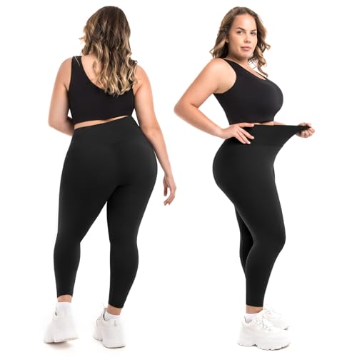 SINOPHANT Leggings para mujer, cintura alta, tallas grandes, leggings deportivos para mujer, para gimnasio al aire libre, 1 Pack Negro, XXXL