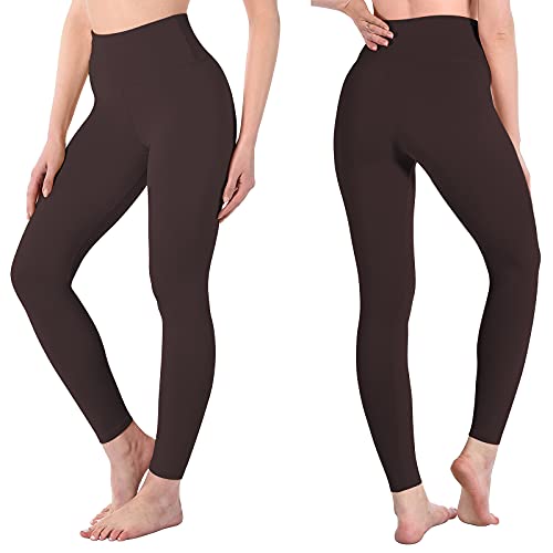 SINOPHANT Leggins Mujer, Pantalon Yoga Mujer, Mallas Deporte Mujer, Leggings Mujer Suaves Elásticos de Cintura Alta Tallas Grandes, Pilates L-XL #1 Piezas marrón