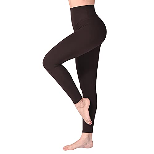 SINOPHANT Leggins Mujer, Pantalon Yoga Mujer, Mallas Deporte Mujer, Leggings Mujer Suaves Elásticos de Cintura Alta Tallas Grandes, Pilates L-XL #1 Piezas marrón