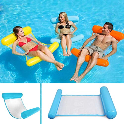 Sinwind Hamaca 4 en 1 Tumbona Inflable colchoneta Cama Flotante de Agua para piscina para Adultos (Azul)