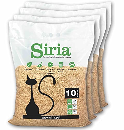 Siria 40 litros-17,2Kg (Set 4 Bolsas de 10 litros-4,3 Kg) Arena para Gatos Vegetal