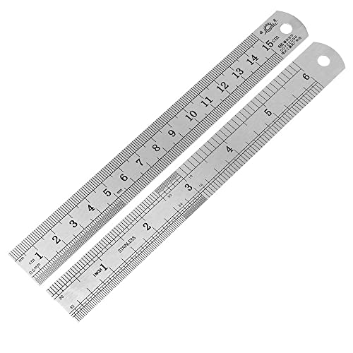 Siumir Regla de Acero Inoxidable Met¨¢lico 15 cm 20 cm 3cm Doble Regla lateral Para Medir Estudio de la Oficina