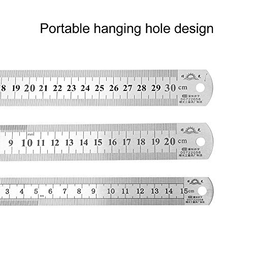 Siumir Regla de Acero Inoxidable Met¨¢lico 15 cm 20 cm 3cm Doble Regla lateral Para Medir Estudio de la Oficina