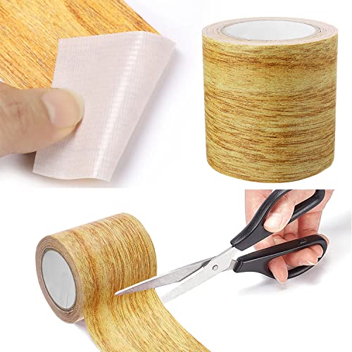 SJUNJIE Cinta adhesiva impermeable para reparación de arañazos, efecto de madera de imitación para muebles del hogar, sello de gabinete, mesa de piso y sillas fronteras decorativas (5.7x4.57cm)