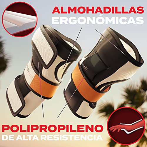 SKATEWIZ Rodilleras Patines en Linea Adulto - Protecciones Patines de Hielo - Skate, Scooter - Rodilleras y Coderas patines 4 ruedas - Material de Patinaje - SHIELD Talla L Naranja