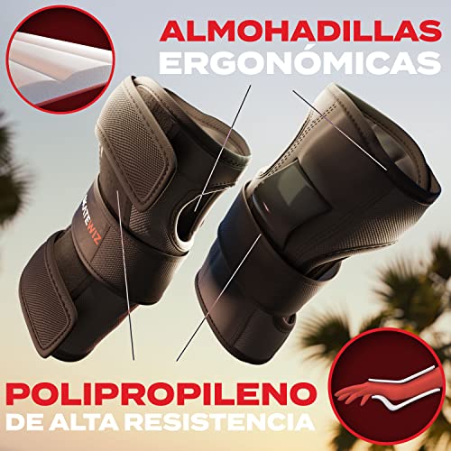 SKATEWIZ Rodilleras Patines en Linea Adulto - Protecciones Patines de Hielo - Skate, Scooter - Rodilleras y Coderas patines 4 ruedas - Material de Patinaje - SHIELD Talla L Negro