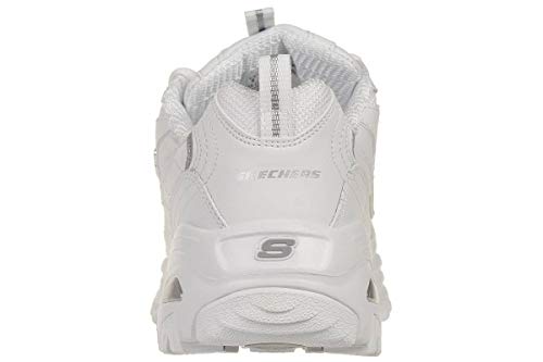 Skechers D'LITES FRESH START, Sneaker Mujer, White Leather/Mesh/Silver Trim, 40 EU