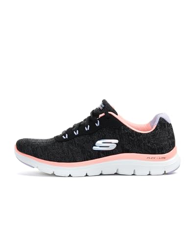 Skechers Flex Appeal 4.0 Fresh Move, Zapatillas para Mujer, Black Mesh / Coral & Lavender Trim, 38 EU