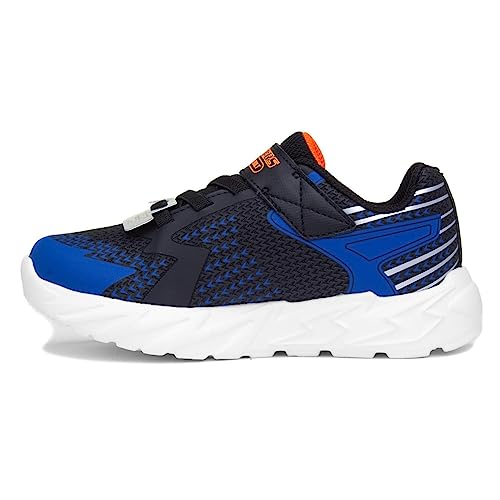 Skechers Flex-Glow Bolt, Zapatos Deportivos Niños, Black Synthetic / Textile / Blue, Lime, & Ora, 35.5 EU