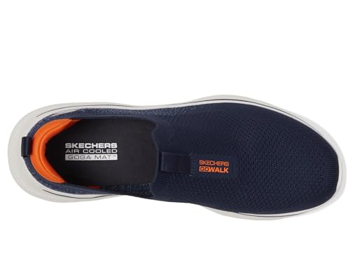 Skechers Go Walk 7, Zapatillas Hombre, Textil Azul Marino y Naranja, 43 EU