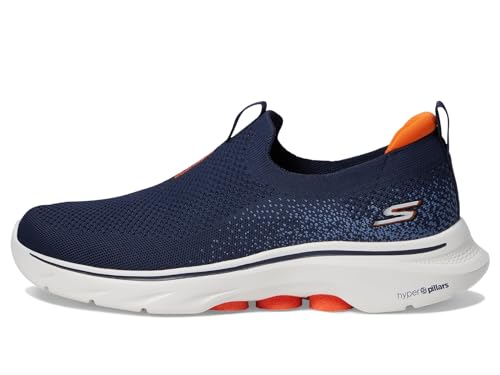 Skechers Go Walk 7, Zapatillas Hombre, Textil Azul Marino y Naranja, 43 EU