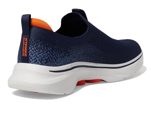 Skechers Go Walk 7, Zapatillas Hombre, Textil Azul Marino y Naranja, 43 EU