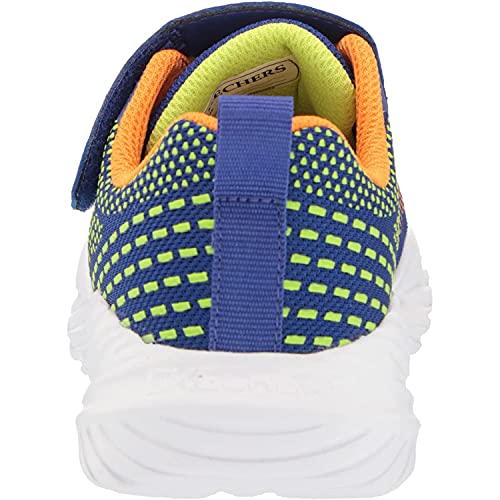 Skechers NITRO SPRINT KARVO, Zapatillas para Niños, Blue Textile / Orange & Lime Trim, 30 EU