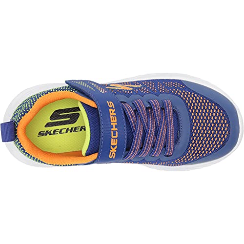 Skechers NITRO SPRINT KARVO, Zapatillas para Niños, Blue Textile / Orange & Lime Trim, 30 EU