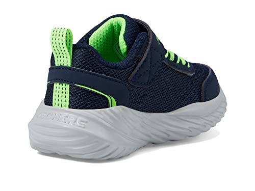 Skechers Nitro Sprint, Zapatos Deportivos Niños, Navy Textile/ Synthetic/ Lime Trim, 23 EU